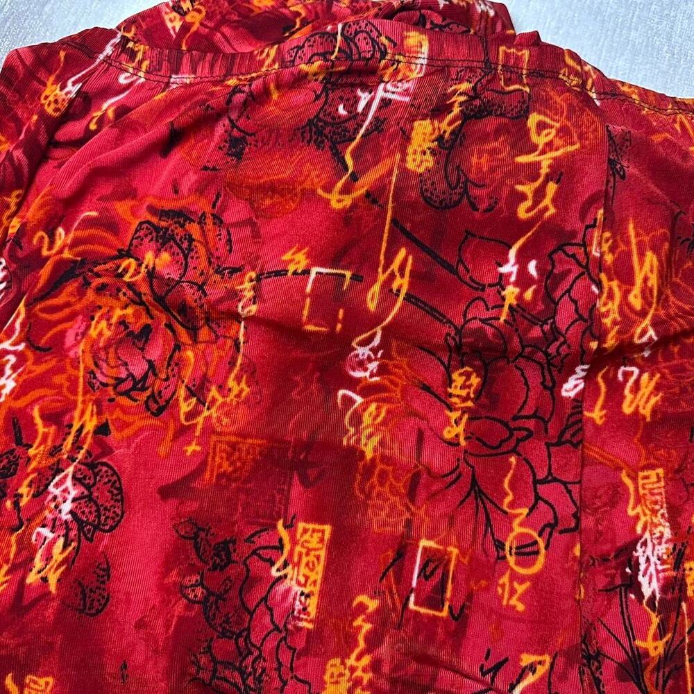 Chico's Travelers Vintage 90's Red Graphic Maxi Skirt - Picture 4 of 8